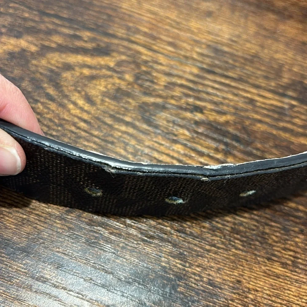 Michael Kors brown logo women belt size medium flawed with gold
